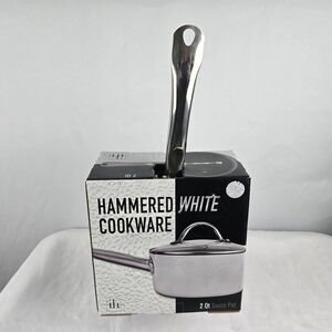 Inspired Home Hammered White Cookware 2 Qt Sauce Pot Non-Stick HXPH20S-04 NIB